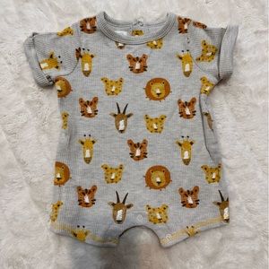 EUC Mud Pie safari print romper 3/6 months